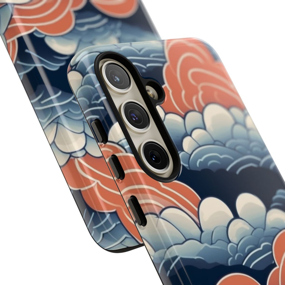 Gestileerd Wolkenpatroon in Blauw en Oranje