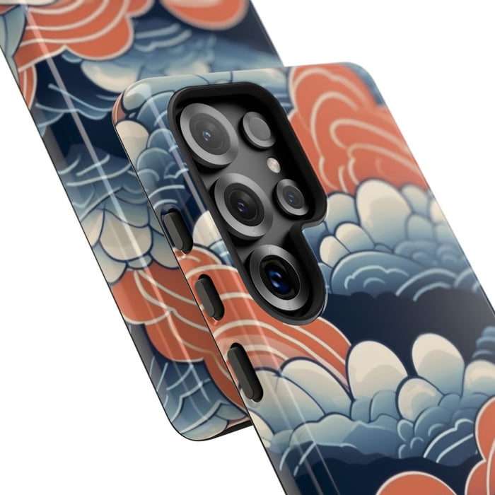 Gestileerd Wolkenpatroon in Blauw en Oranje