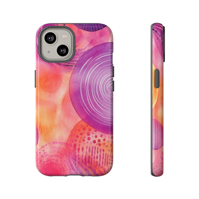 Abstracte Waterverf Cirkels in Warme Kleuren