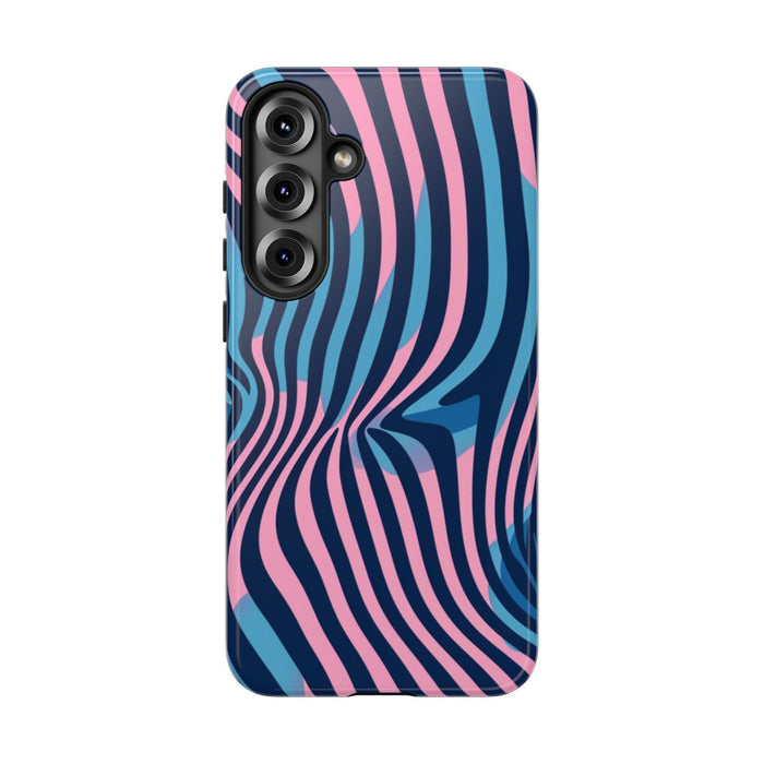 Golvend Blauw-Roze Optische Illusiepatroon