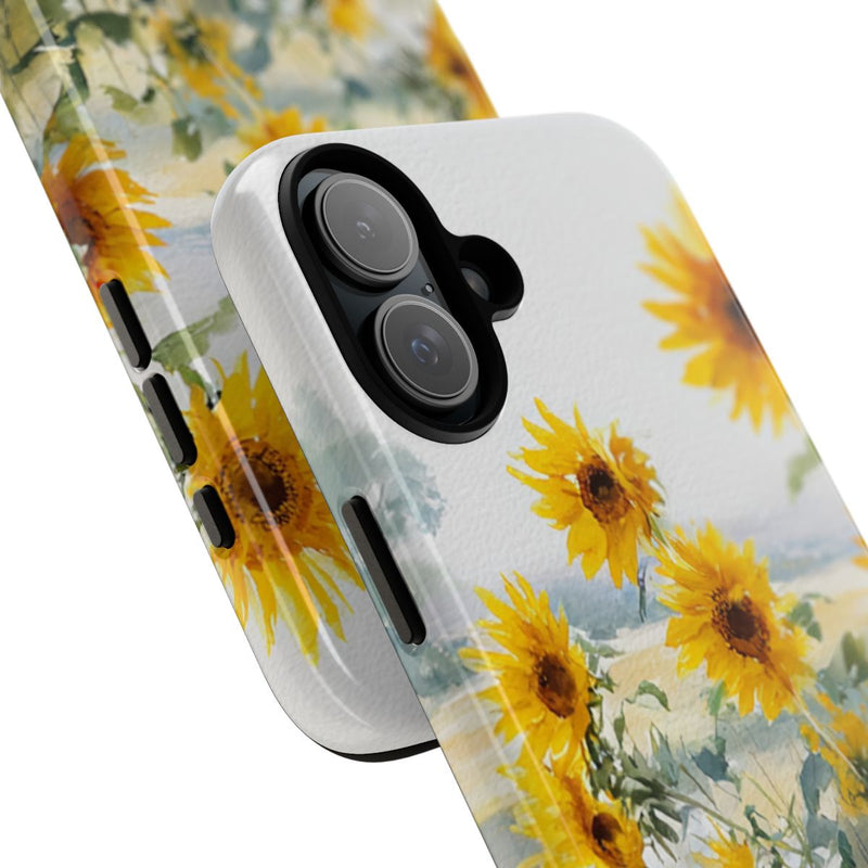 Gele Zonnebloemen in Pastelkleurig Landschap