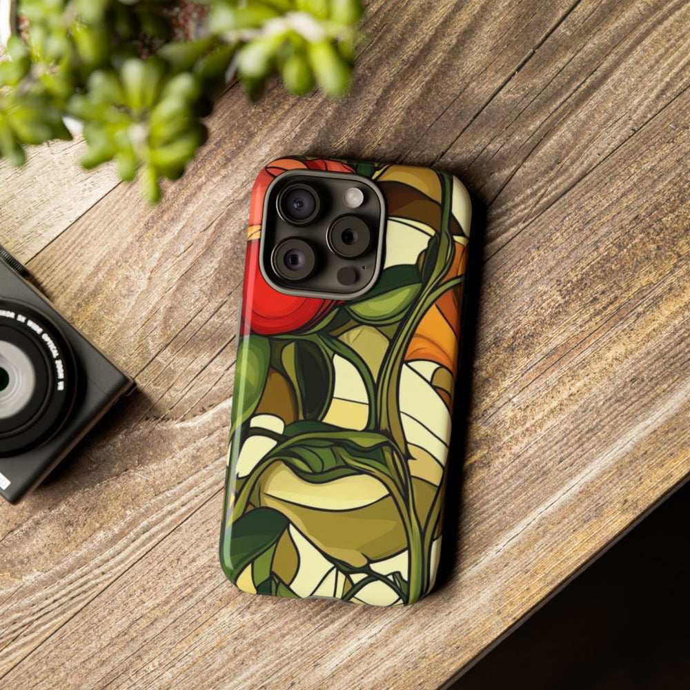 Rood-Oranje Art Nouveau Bloemmotief