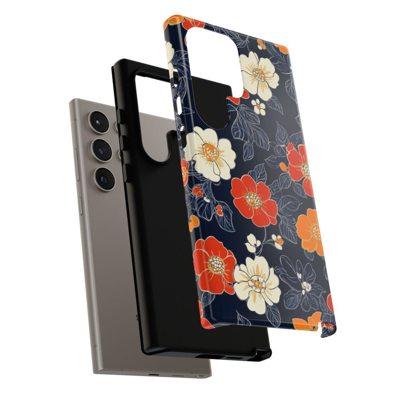 Oranje en Witte Bloemenprint