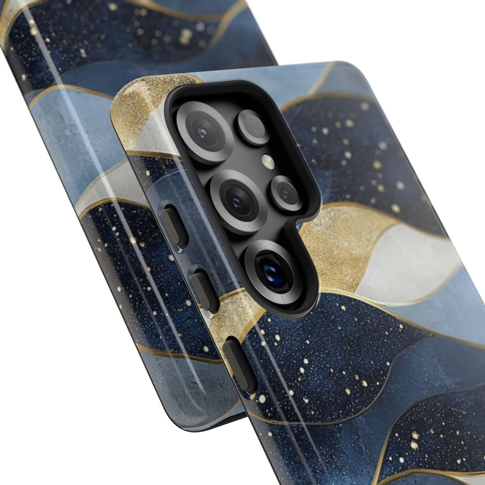 Abstract Blauw-Goud Golvenpatroon