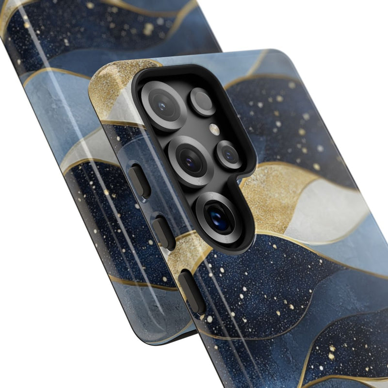 Abstract Blauw-Goud Golvenpatroon