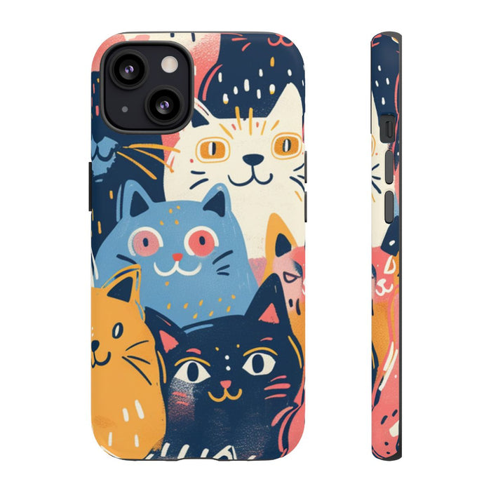 Vrolijk Kattenpatroon in Kleurrijke Illustratie
