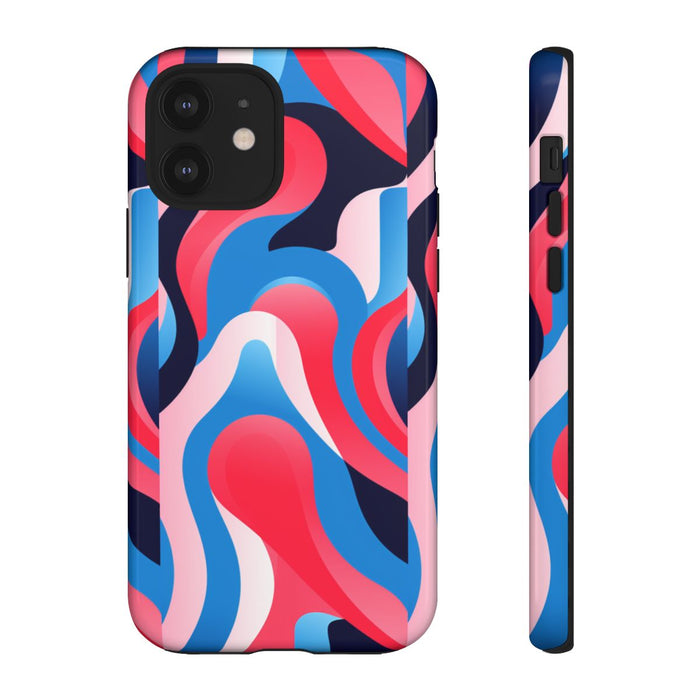 Blauw-Rood Abstract Golvend Patroon