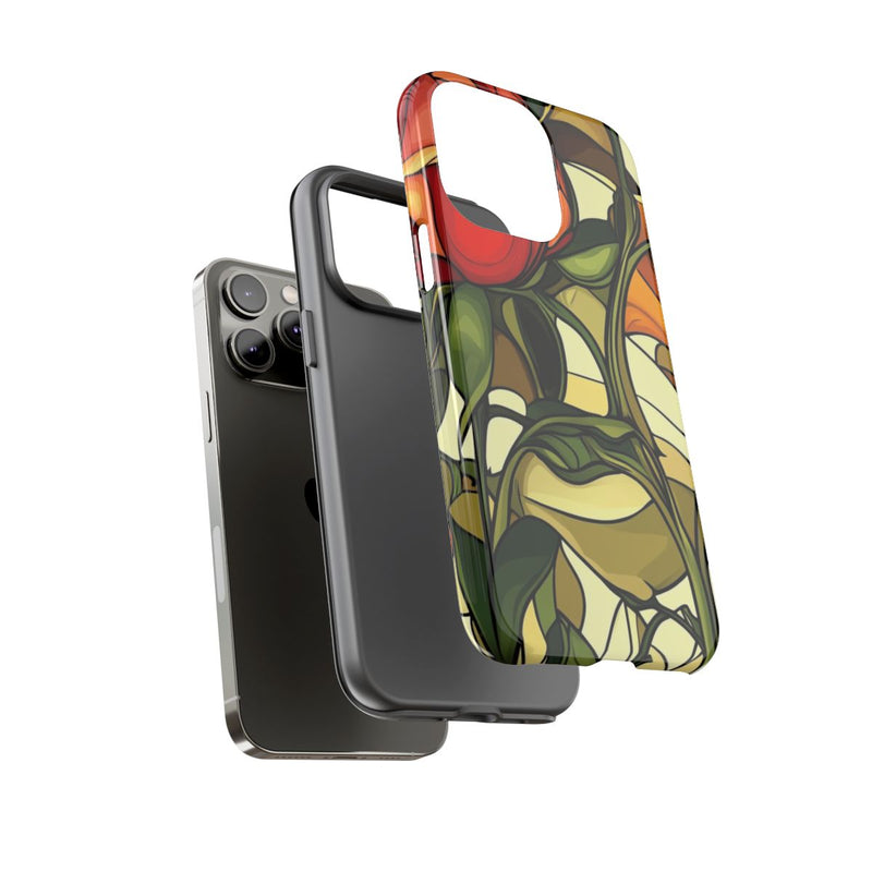 Rood-Oranje Art Nouveau Bloemmotief