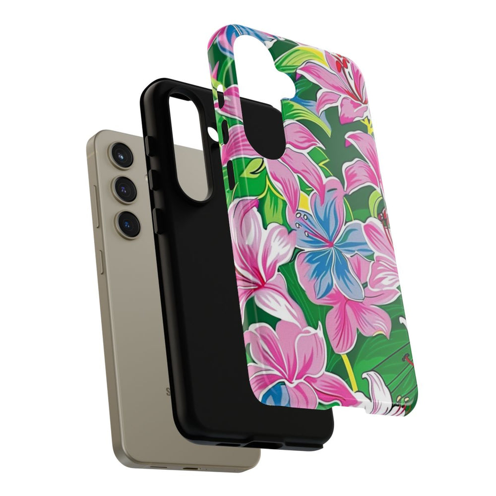 Roze en Blauwe Bloemenprint