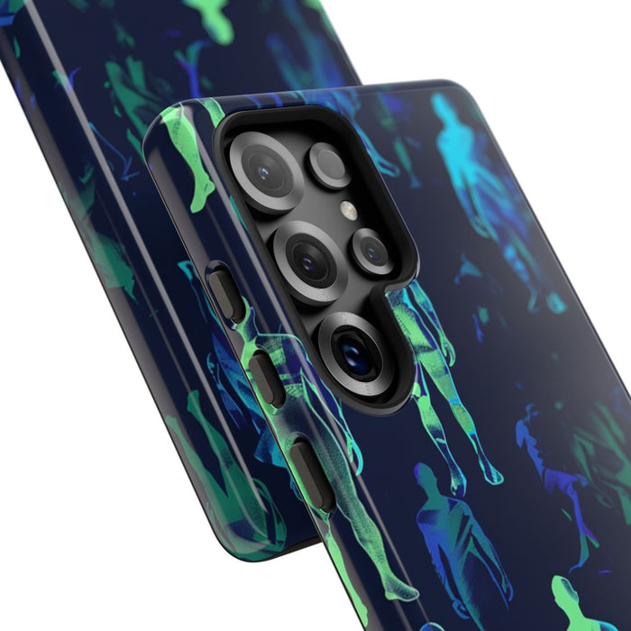 Blauw-Groene Neon Figurenpatroon