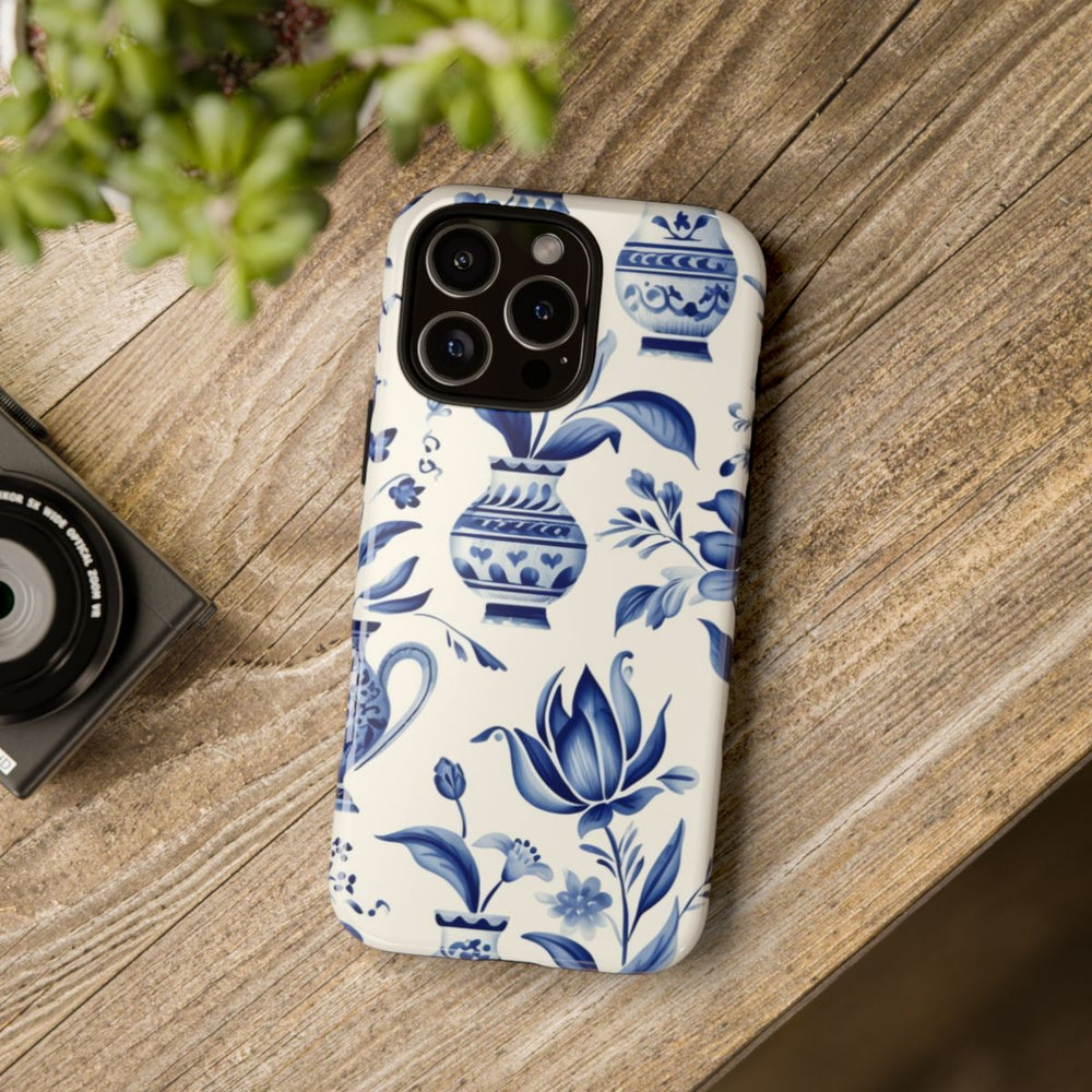 Blauw Bloemmotief met Delfts Vaaspatroon