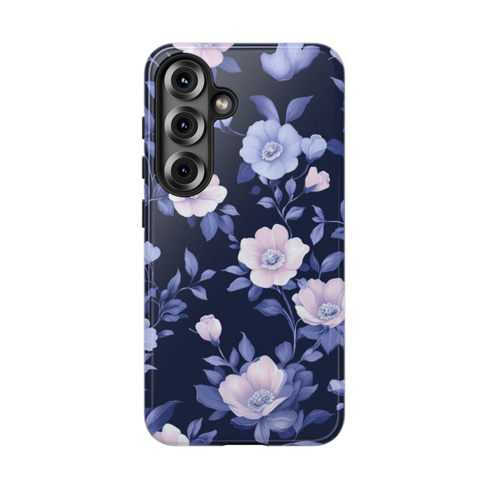 Elegant Blauw-Roze Bloemenpatroon