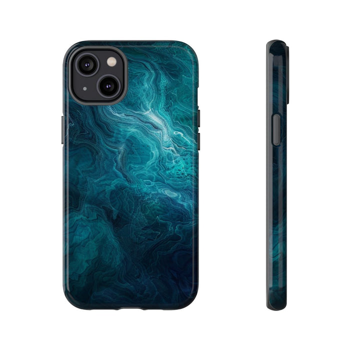 Mystieke Blauwe en Teal Abstracte Krullen