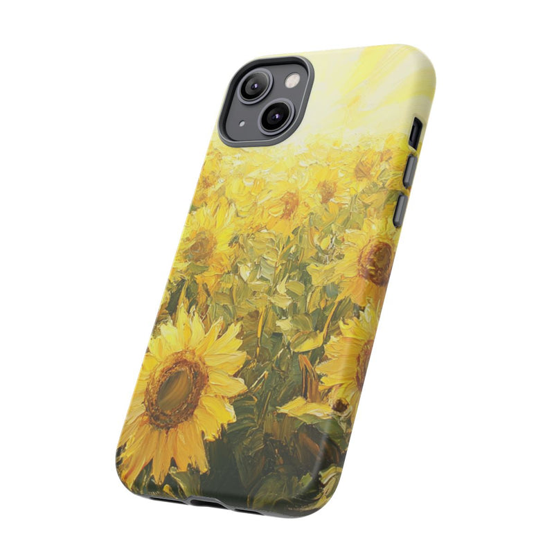 Zonnig Zonnebloemenveld met Stralende Zon