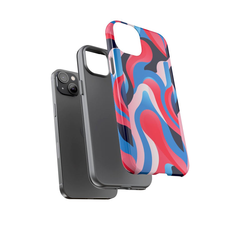 Blauw-Rood Abstract Golvend Patroon