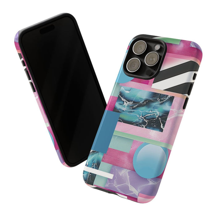 Abstract Geometrisch Patroon in Roze en Blauw