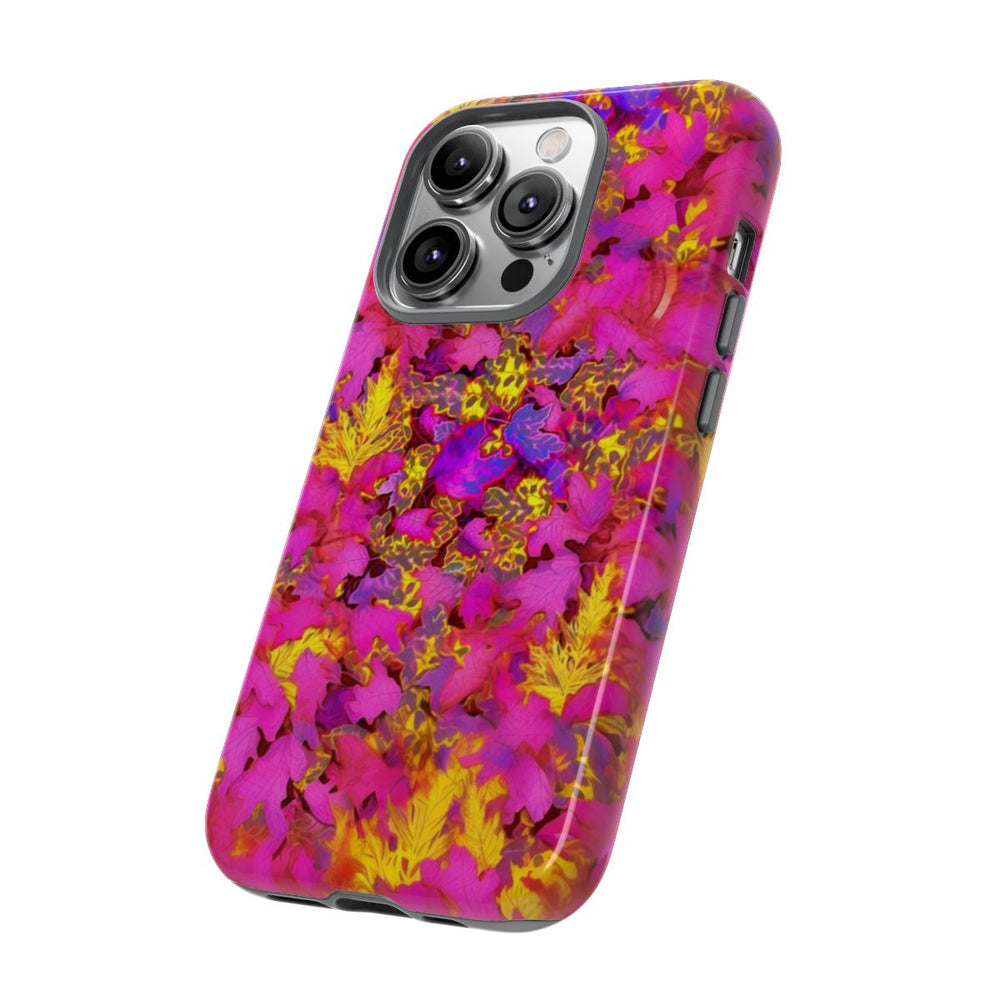 Levendig Roze-Geel Bladerenpatroon