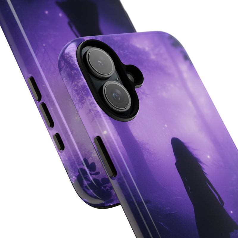 Silhouet in Gloeiend Paars Bos