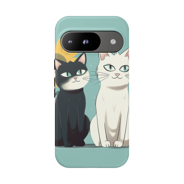 Twee Cartoonkatten met Zonnebloem
