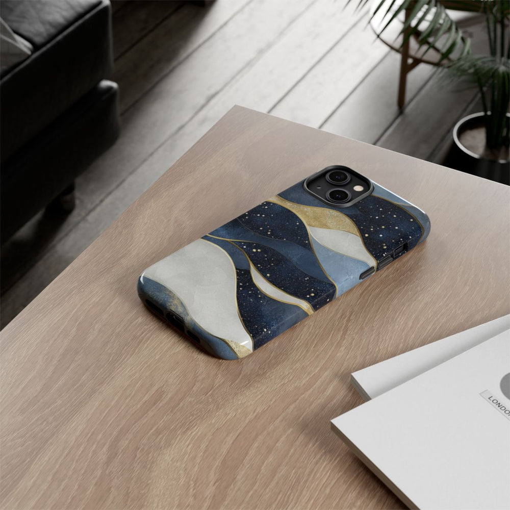 Abstract Blauw-Goud Golvenpatroon