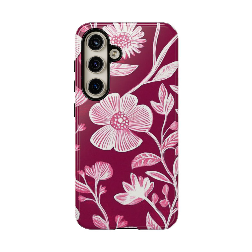 Roze en Witte Bloemenprint