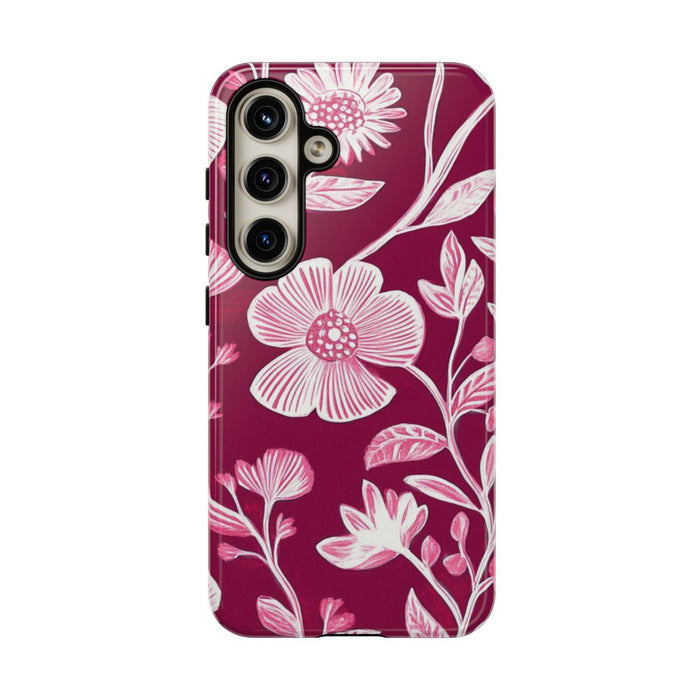 Roze en Witte Bloemenprint