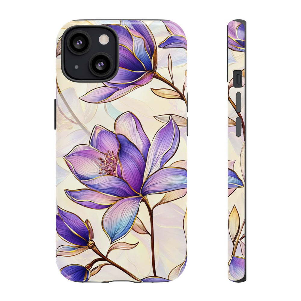 Paarse Magnolia's met Bloemenpatroon