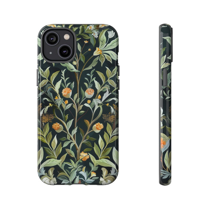 Gedetailleerde Botanische Illustratie met Oranje Bloemen