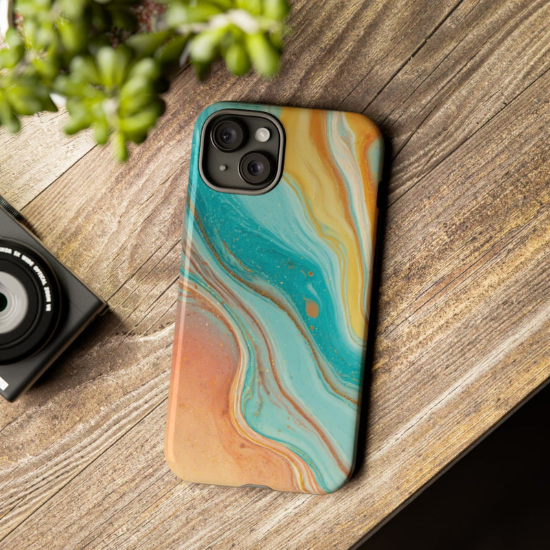 Oranje en Teal Marmer Abstract