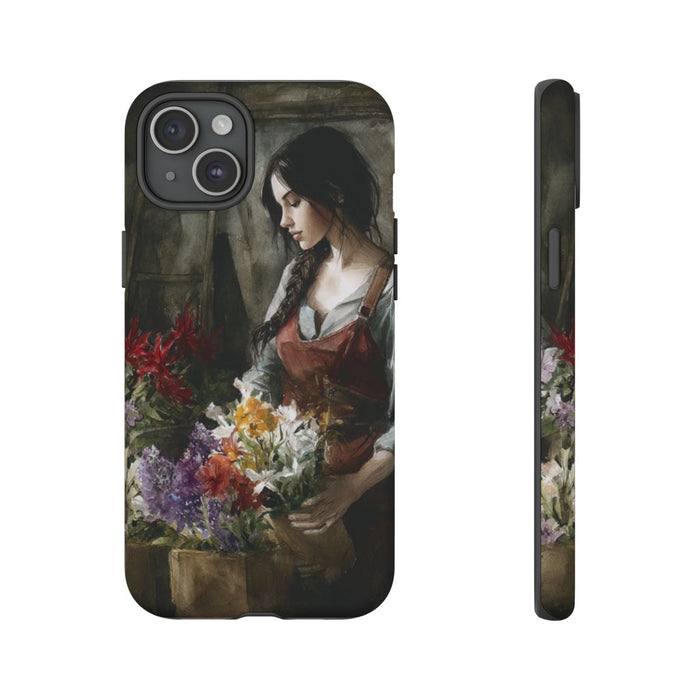 Vrouw die Bloemen Schikt