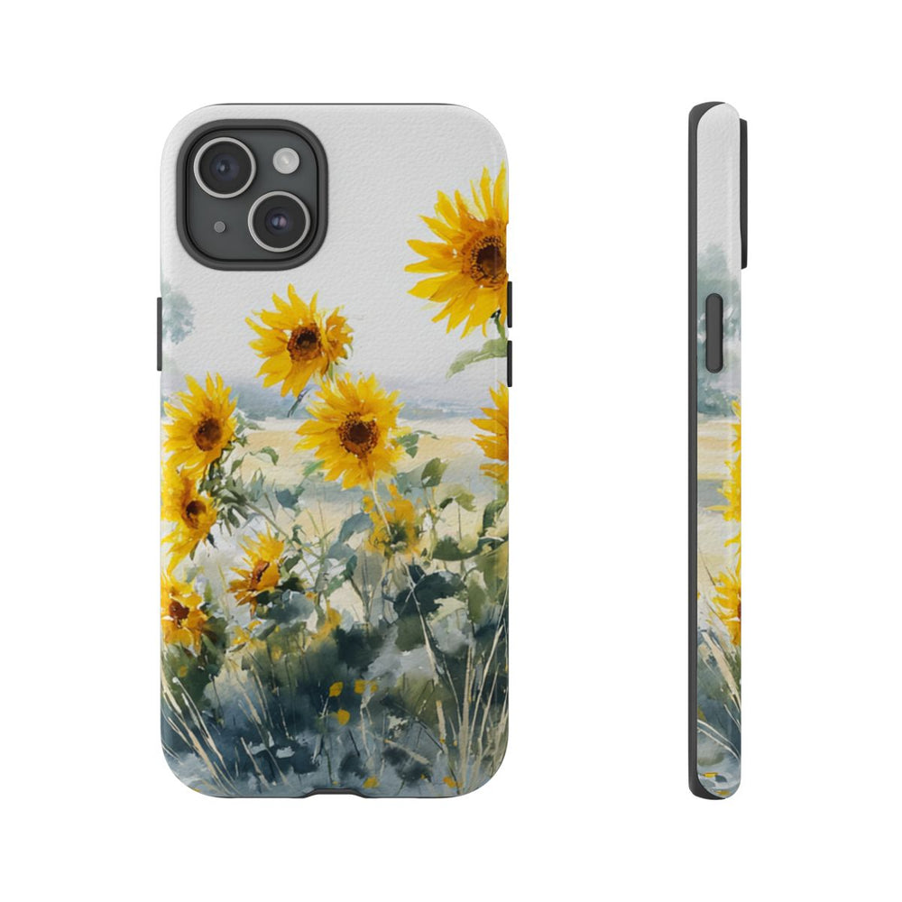 Gele Zonnebloemen in Pastelkleurig Landschap