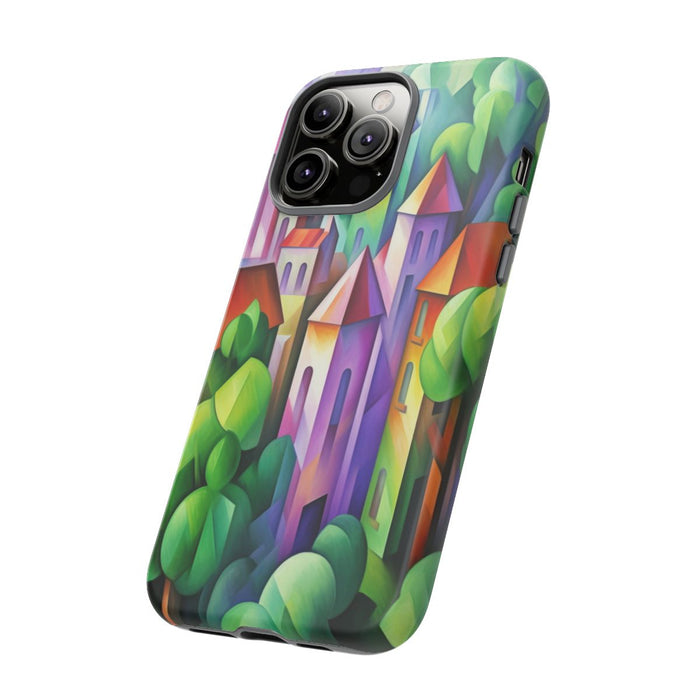Kleurrijk Abstract Dorp met Landschap