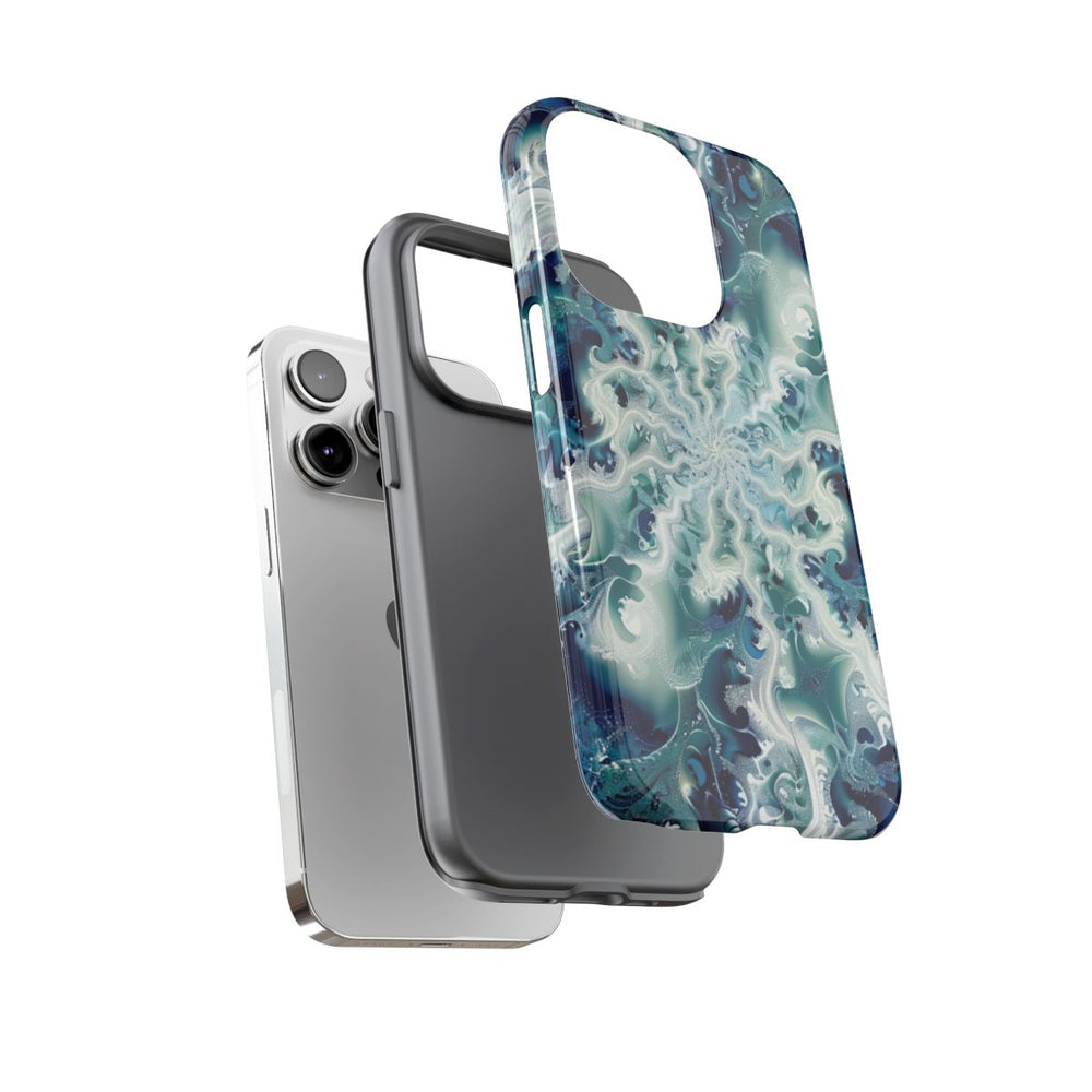 Blauw-Groene Fractalwerveling met Glans