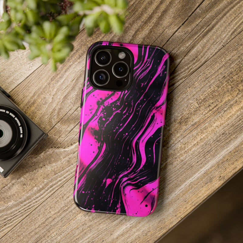 Neonroze en Zwart Abstract Patroon