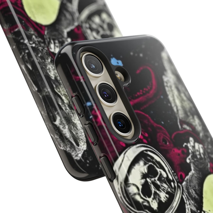 Schedel-Astronaut met Skateboard en Octopus