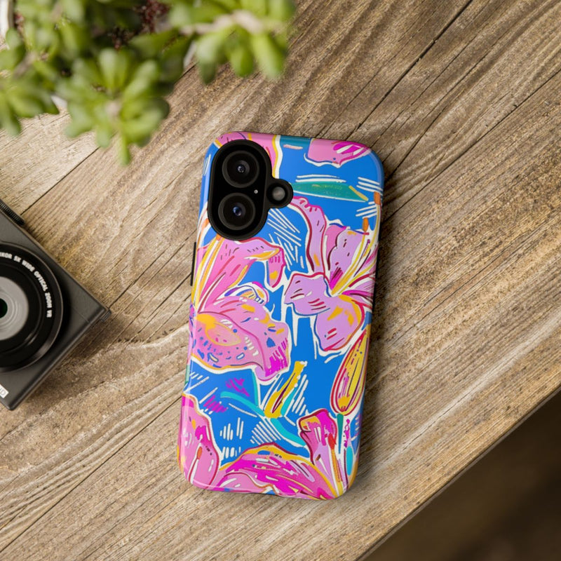 Felroze en Gele Bloemenprint