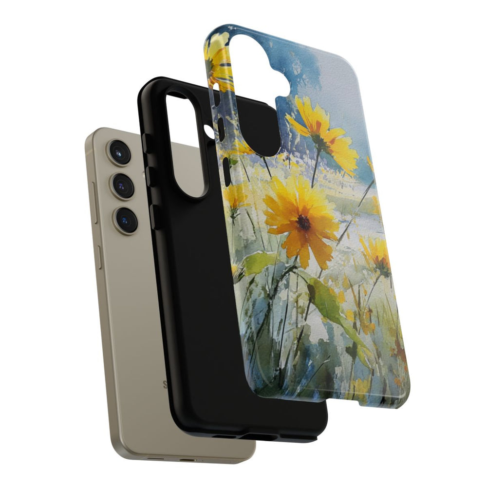 Gele Zonnebloemen in Pastelkleurig Landschap