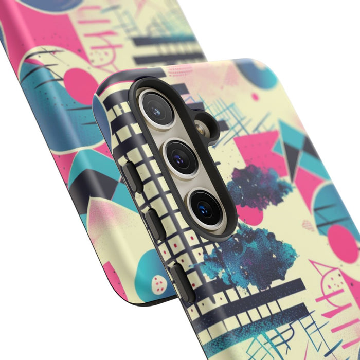 Abstract Geometrisch Patroon in Roze en Blauw