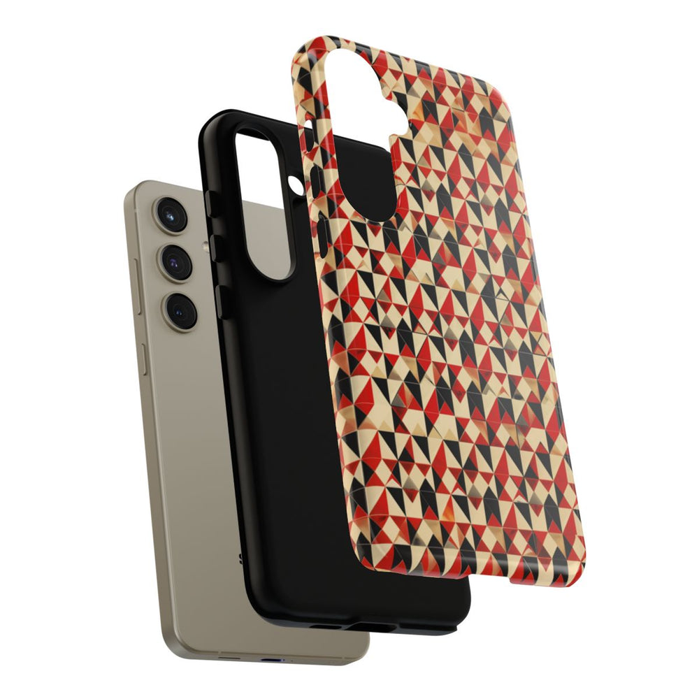 Geometrisch Abstract Patroon in Rood en Zwart