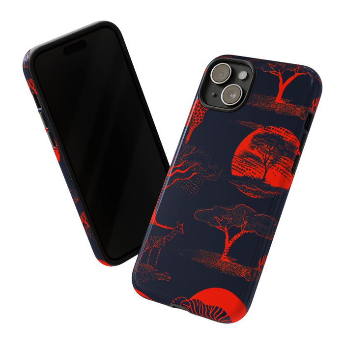 Rood Neon Afrikaans Dierenpatroon