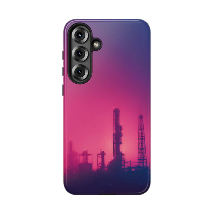 Industrieel Silhouet met Neon Gloed