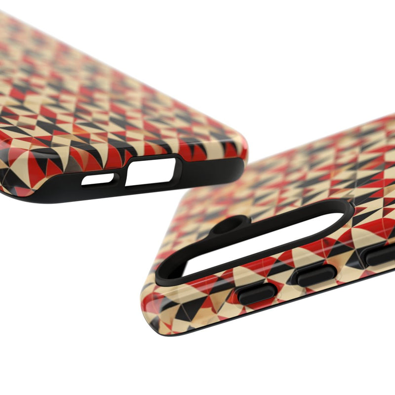 Geometrisch Abstract Patroon in Rood en Zwart