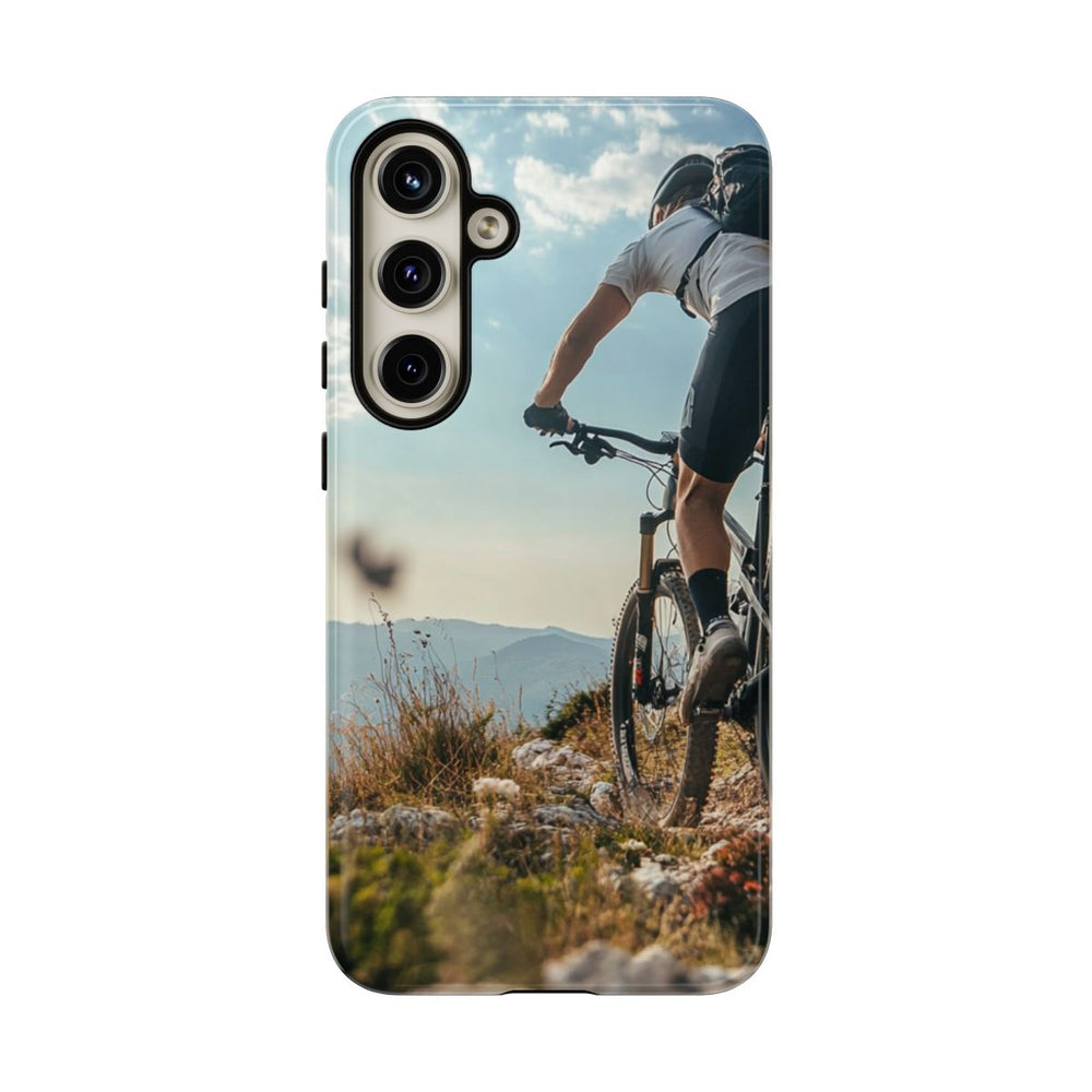 Mountainbiker op Rotsachtig Pad