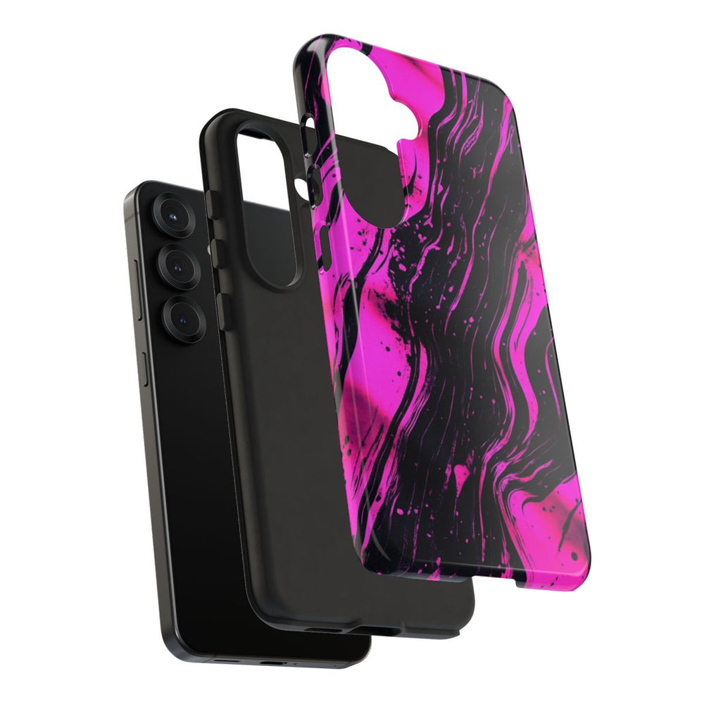 Neonroze en Zwart Abstract Patroon