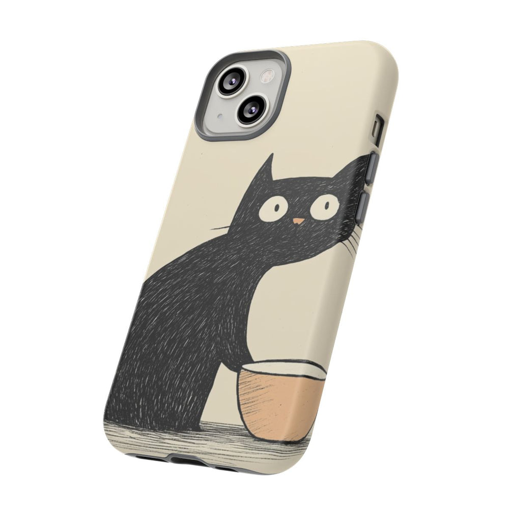 Zwarte Kat met Voerbak Illustratie