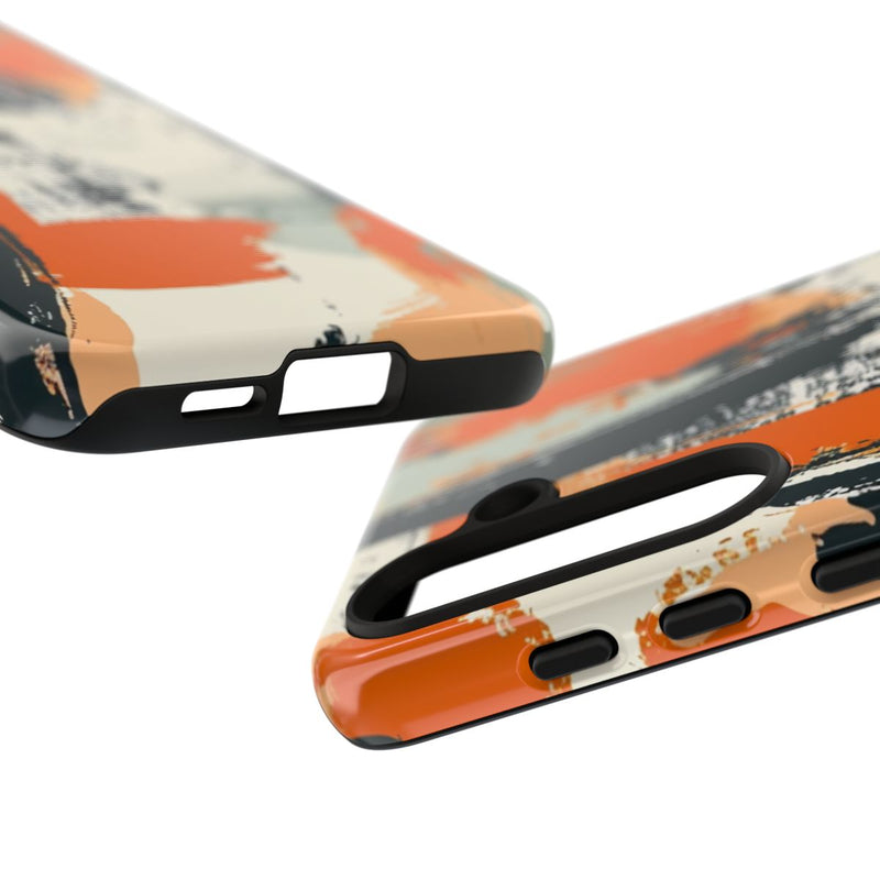 Abstract Oranje-Zwart Penseelstrepenpatroon