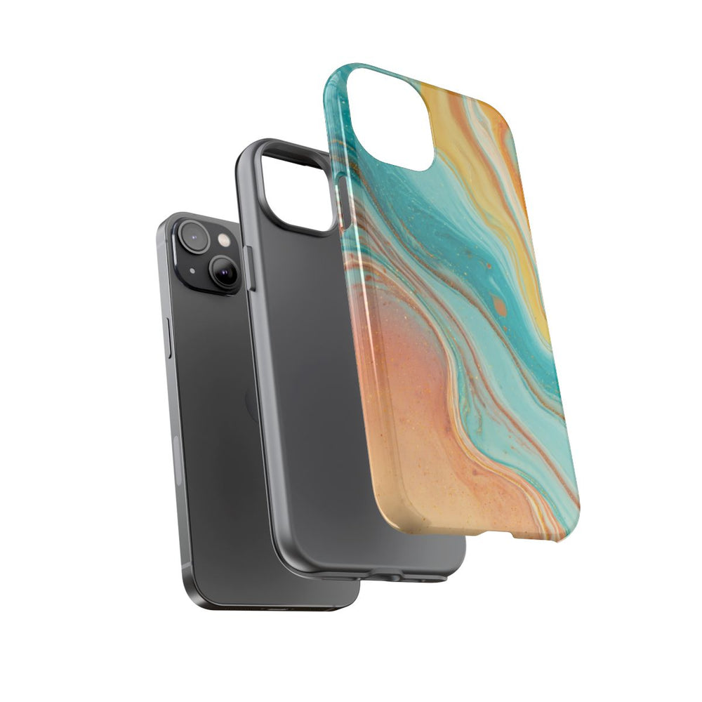 Oranje en Teal Marmer Abstract