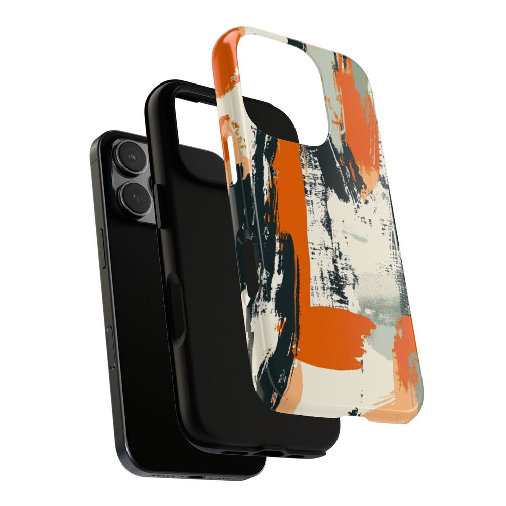 Abstract Oranje-Zwart Penseelstrepenpatroon