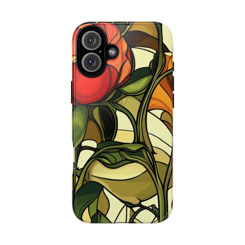 Rood-Oranje Art Nouveau Bloemmotief