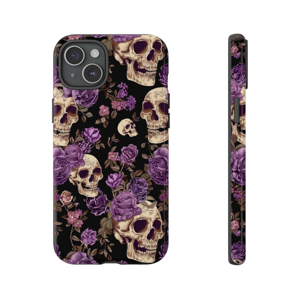 Paarse Rozen en Schedels Patroon